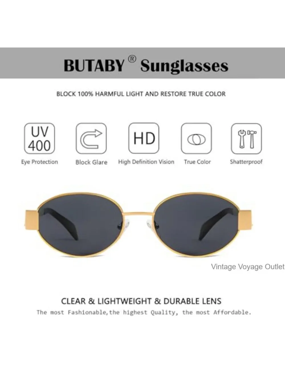 Retro Oval Sunglasses for Women Men UV400 Protection Designer Trendy Unisex